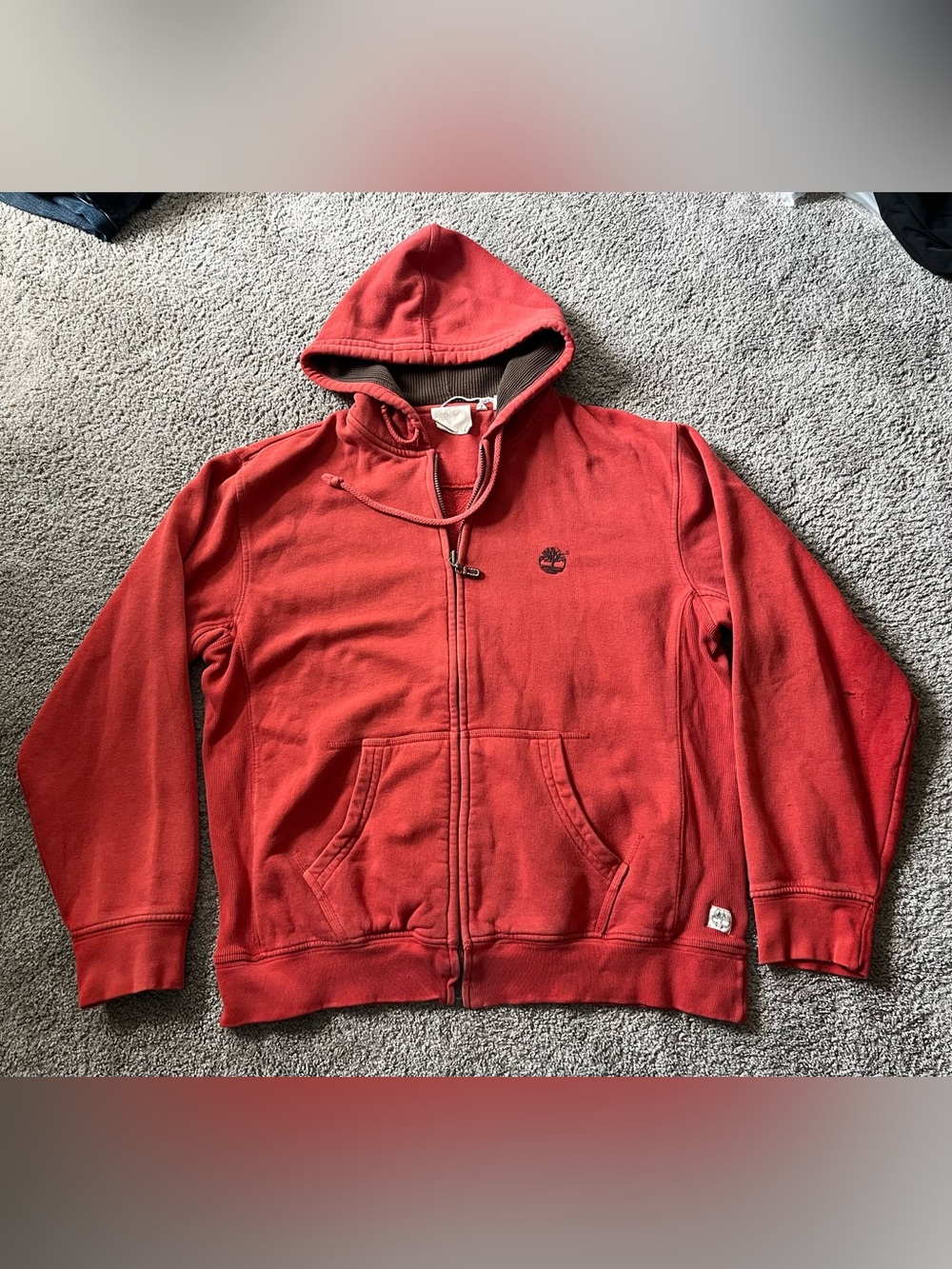 Timberland Red/Orange Zip Up Sweatshirt - Men’s Size M
